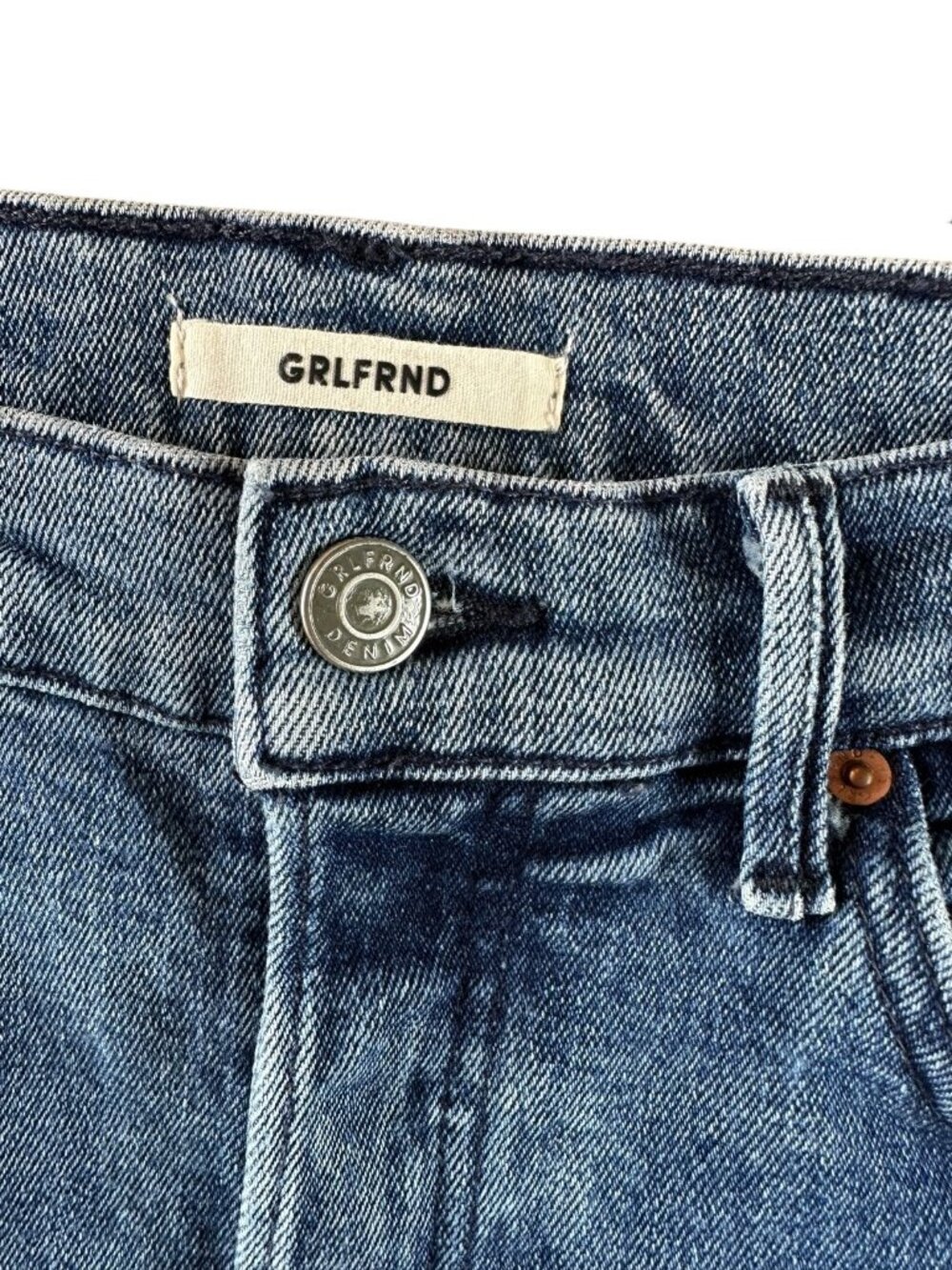 GRLFRND Karolina High Rise Skinny Jeans 28 Coming Home Blue Raw Hem - Picture 3 of 7